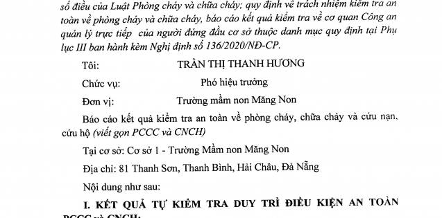 Kiểm tra phòng cháy chữa cháy.